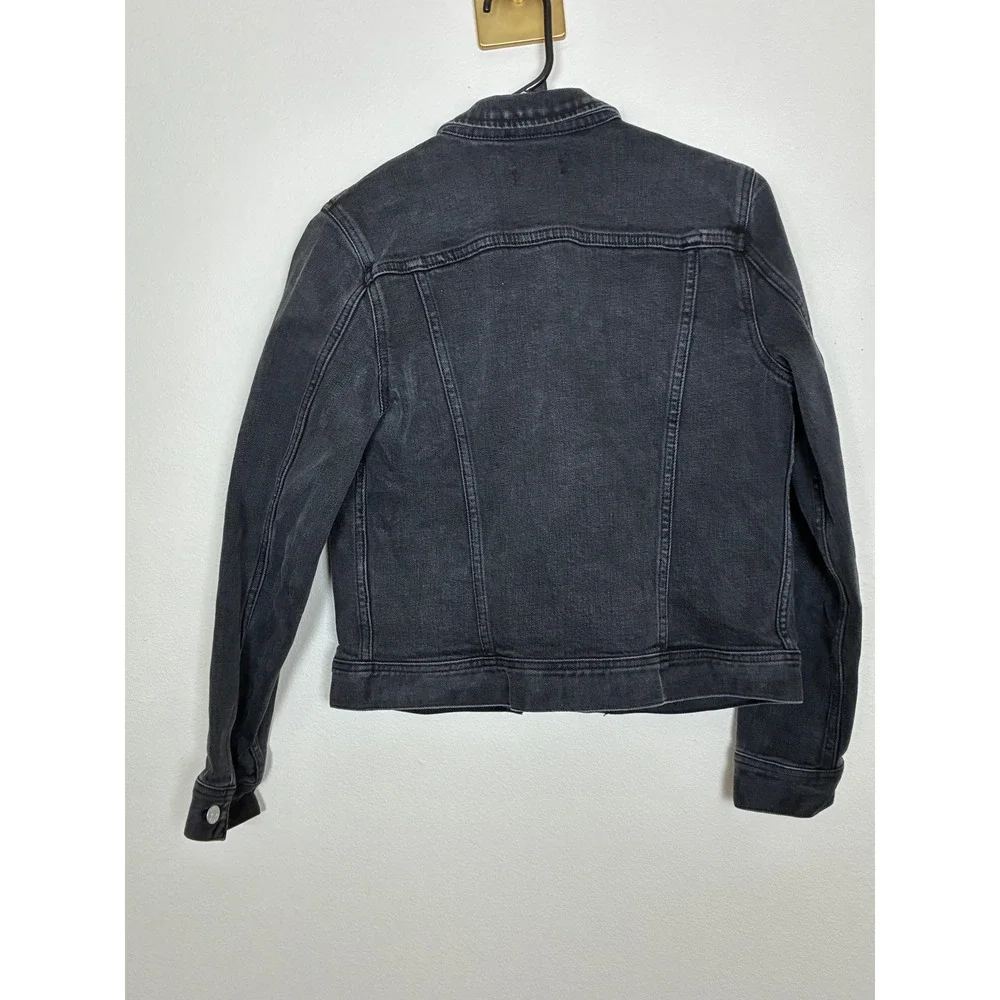 J. Crew Mercantile Womens Black Denim Jacket J6776 Faded Stretch Jean Jacket XS - Picture 2 of 10